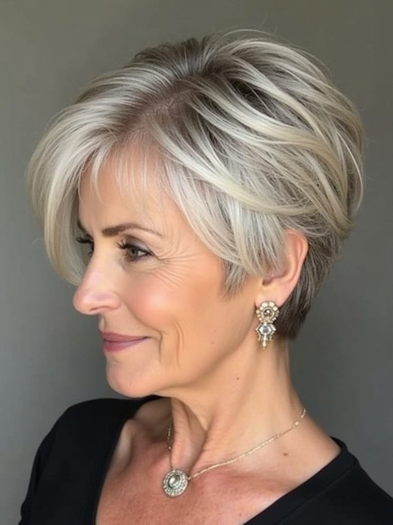 Hairstyle For Thin Fine Hair Over 50: The Graduated Bob with Volume at the Crown