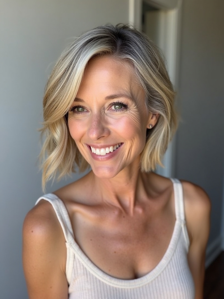 Hairstyles For Thin Fine Hair Over 60: Angled Bob