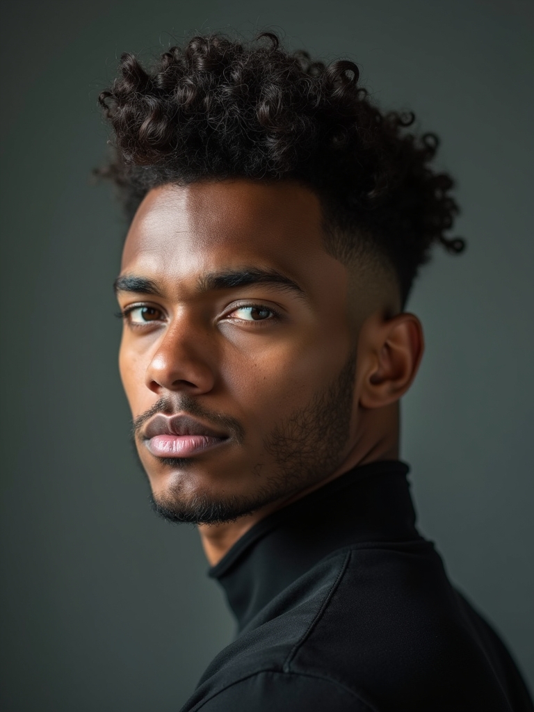 Tapered Sides with Volume on Top for Men's Curly Hair