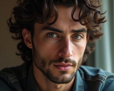 Man Bun with Long Curls for Men's Curly Hair