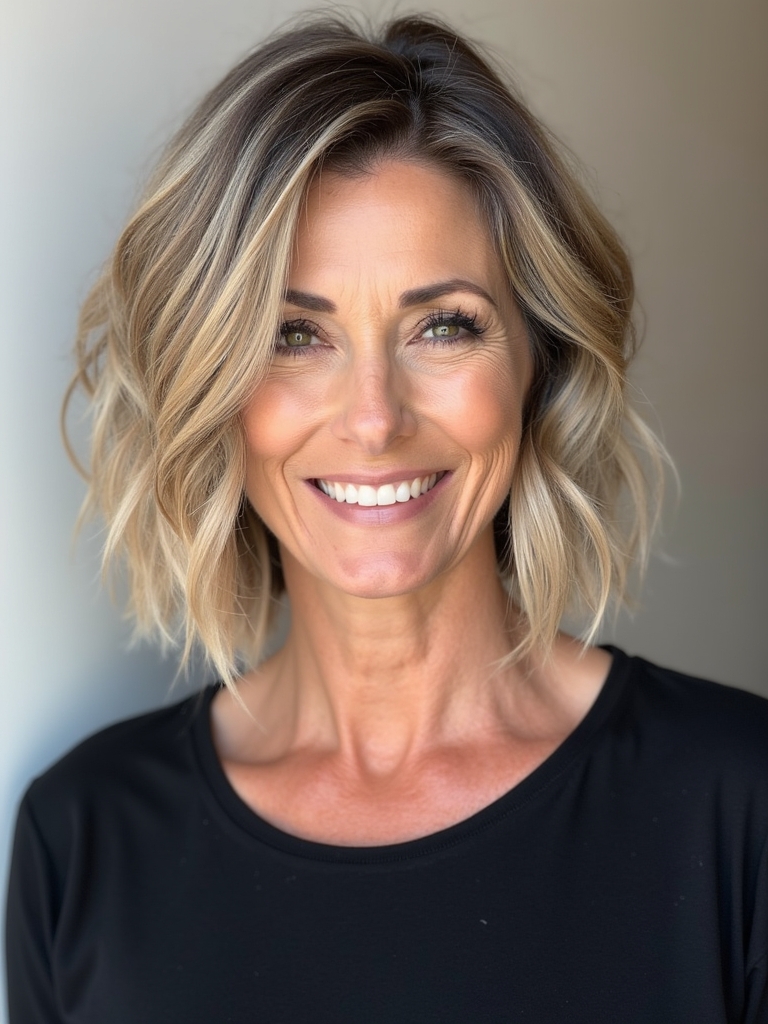 Hairstyles For Thin Fine Hair Over 60: Choppy A-Line Bob
