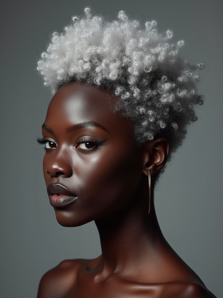 Silver Hairstyle on Dark Skin: Twist Out