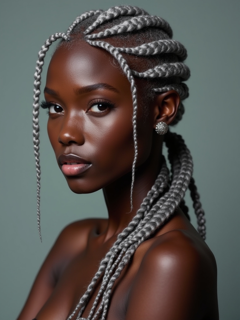 Silver Hairstyle on Dark Skin: Faux Locs